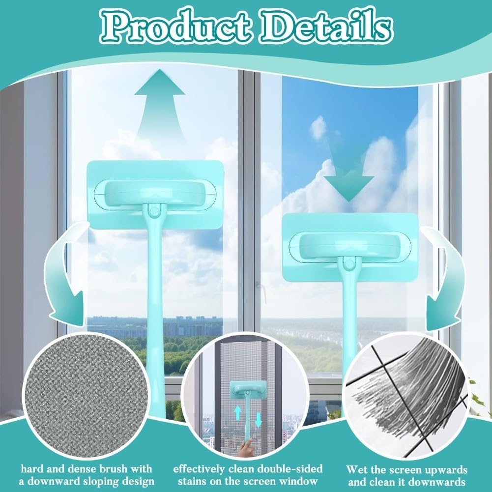 Kit de 8 limpiadores de pantallas de ventana, cepillo de doble uso para una limpieza eficiente en húmedo/seco de pantallas, sofás de vidrio, alfombras, herramienta de mantenimiento ideal para el hogar