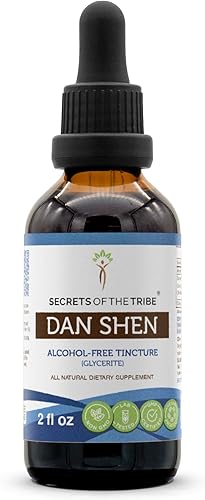 Secrets of the Tribe Dan Shen - Tintura sin alcohol (glicerita) 659 mg de salvia roja (Danshen, Salvia Miltiorrhiza) Raíz Seca (2 Fl Oz) Suplemento