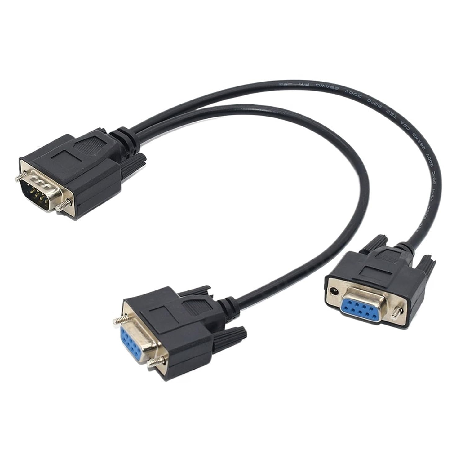 for Cash Register POS Display Serial Cable Splitter Directly Connected COM 2 in 1 DB9 9Pin 1 to2 RS232 Data Cable Male to Female(Black)