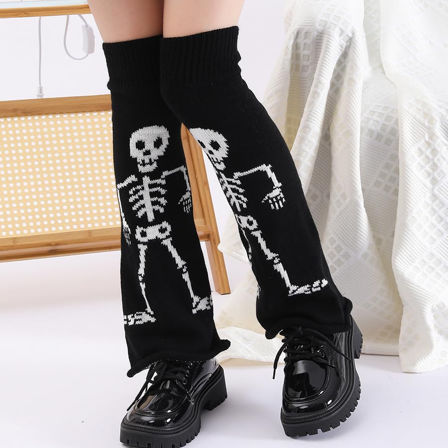 Image of WODECASA Girls Kawaii Leg Warmers Knitted Flared Leg Sleeves Goth Crochet Baggy Cuff Ankle Heap Socks