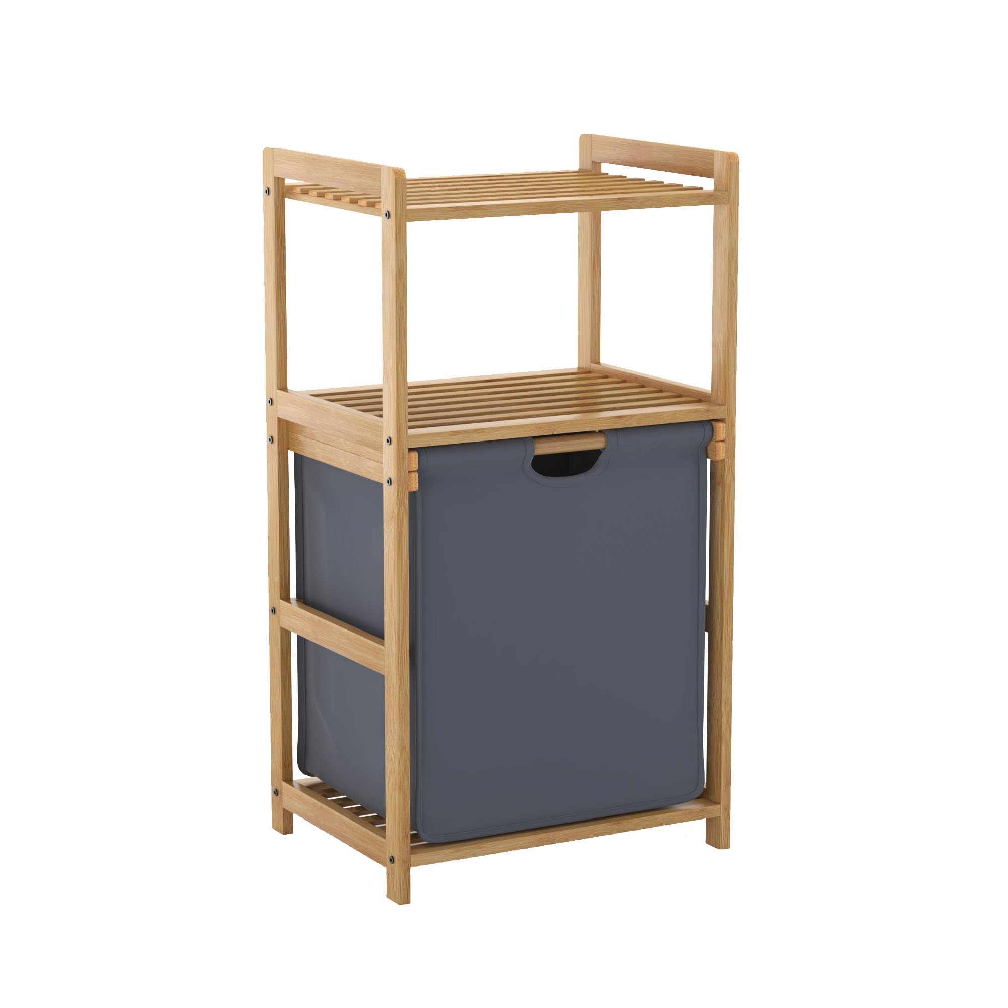 Cesta Ropa Sucia, Mueble Ropa Sucia, Bambú, 80X43X33cm, Compartimentos de 50L, Laundry Basket & Mueble de Lavandería de Baño, con 2 Estantes