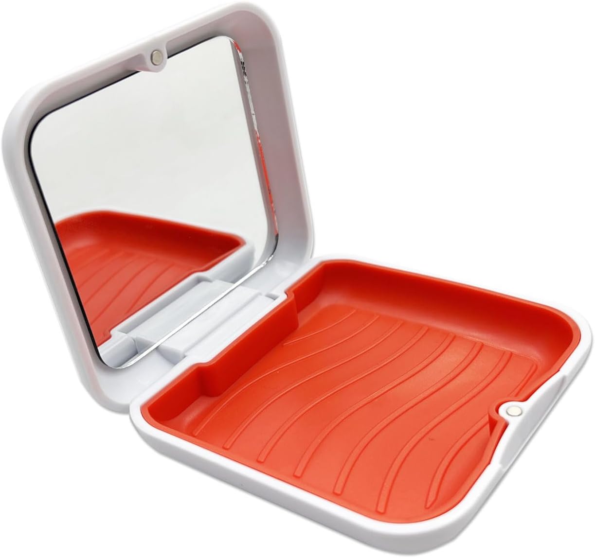 HRASY White Square Orthodontic Retainer Case with Mirror