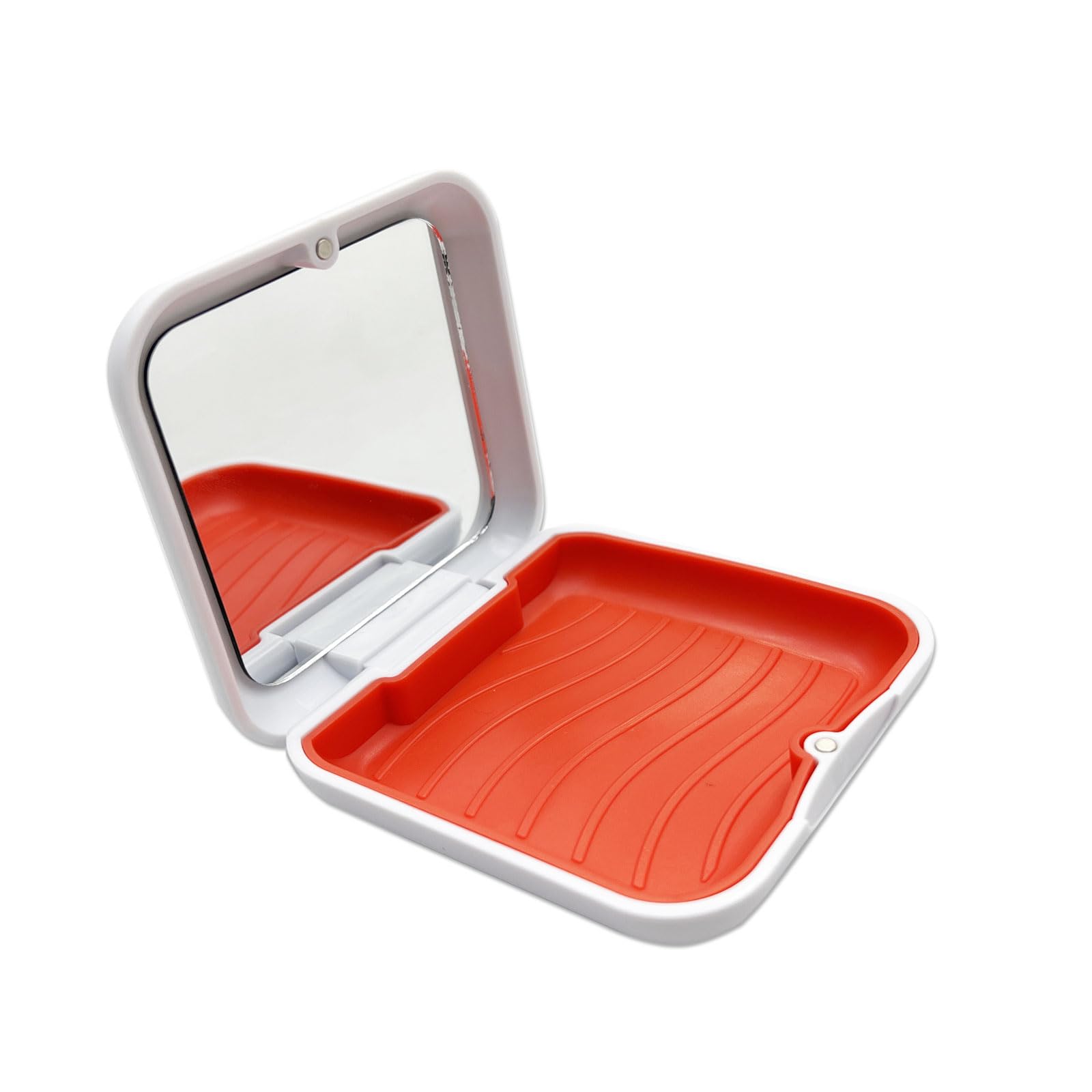Orthodontic Retainer Case with Mirror, Square, White