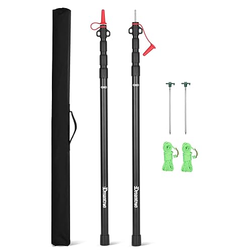 Dreamtrue Tarp Poles Telescoping, Upgraded 4-Section Adjustable Tent Poles, Heavy