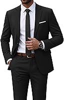 YND Men's Slim Fit 2-Piece Suit with Tie - One Button Jacket & Pants for Prom, Wedding, Party, Business (20 Colors, XS-3XL)