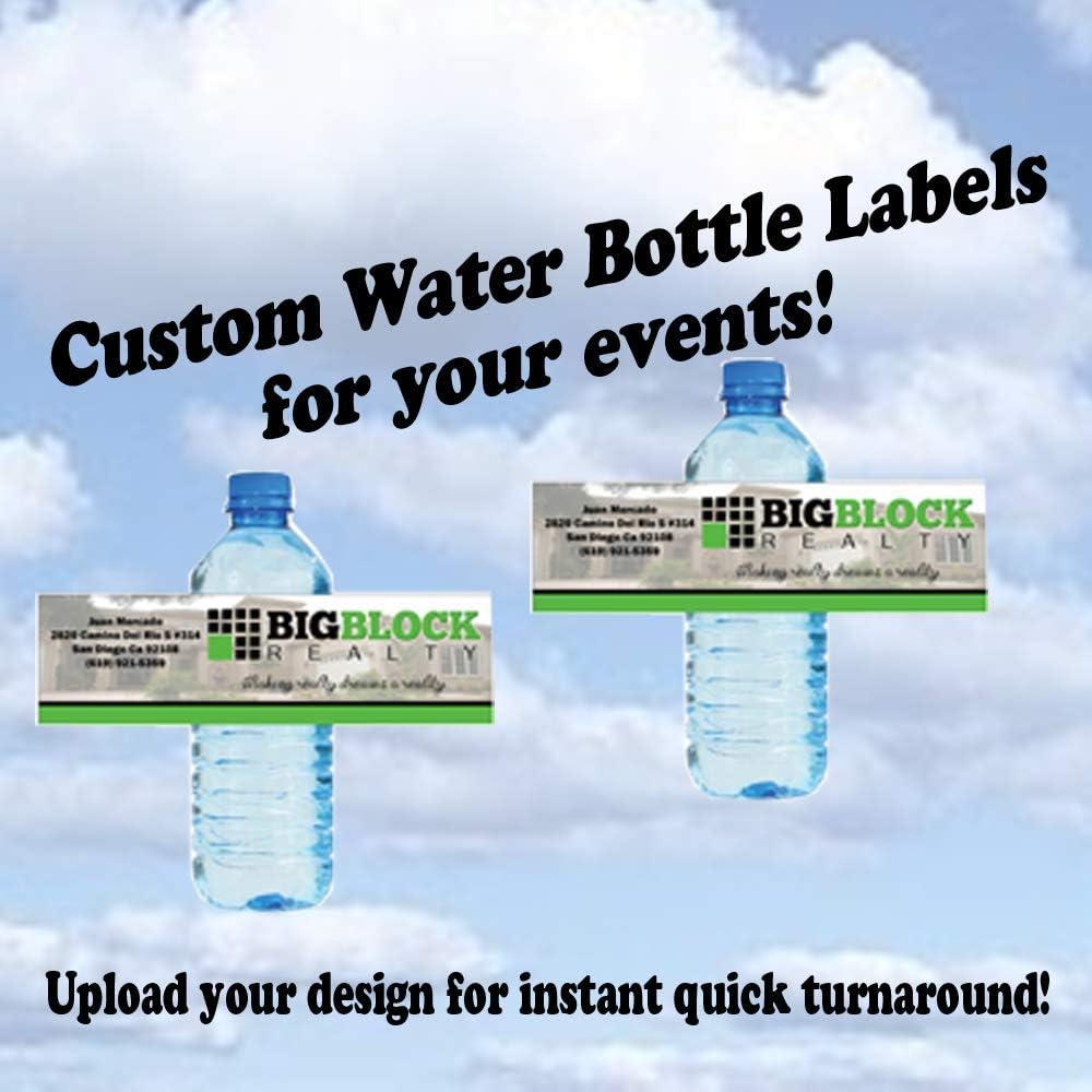 DesignThatSign Custom 8"x2" Water Bottle Labels Using Your Design