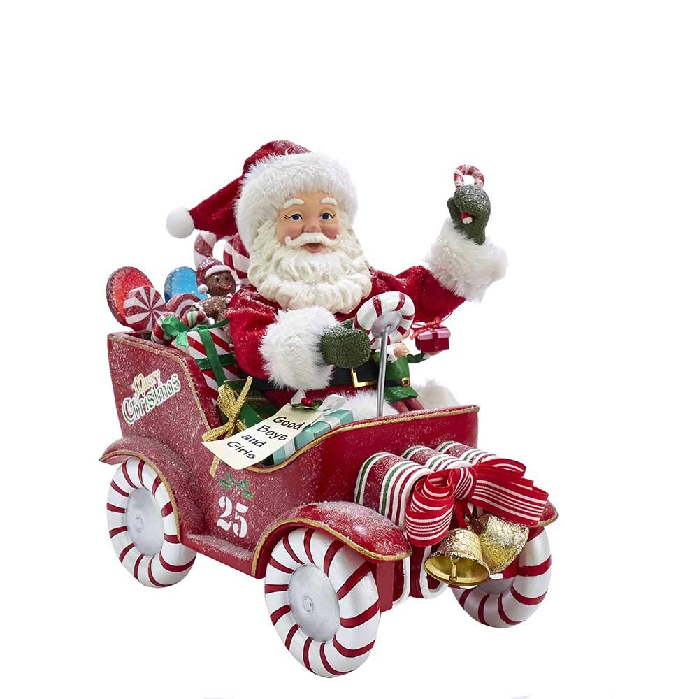 Kurt S. Adler Kurt Adler Fabriché Voiture de Bonbons musicaux Motif Père Noël, Multicolore 8,5 cm