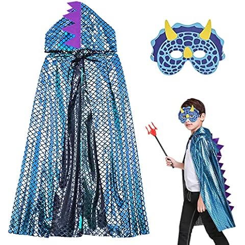 LIVESTN Carnival Dinosaur Cape, Children's Glitter Dinosaur Cape, Cosplay Children's Dessert Cape with Mask, for Role Play, Halloween, Theme Party, Carnival, Masquerade, Boys Girls Cover