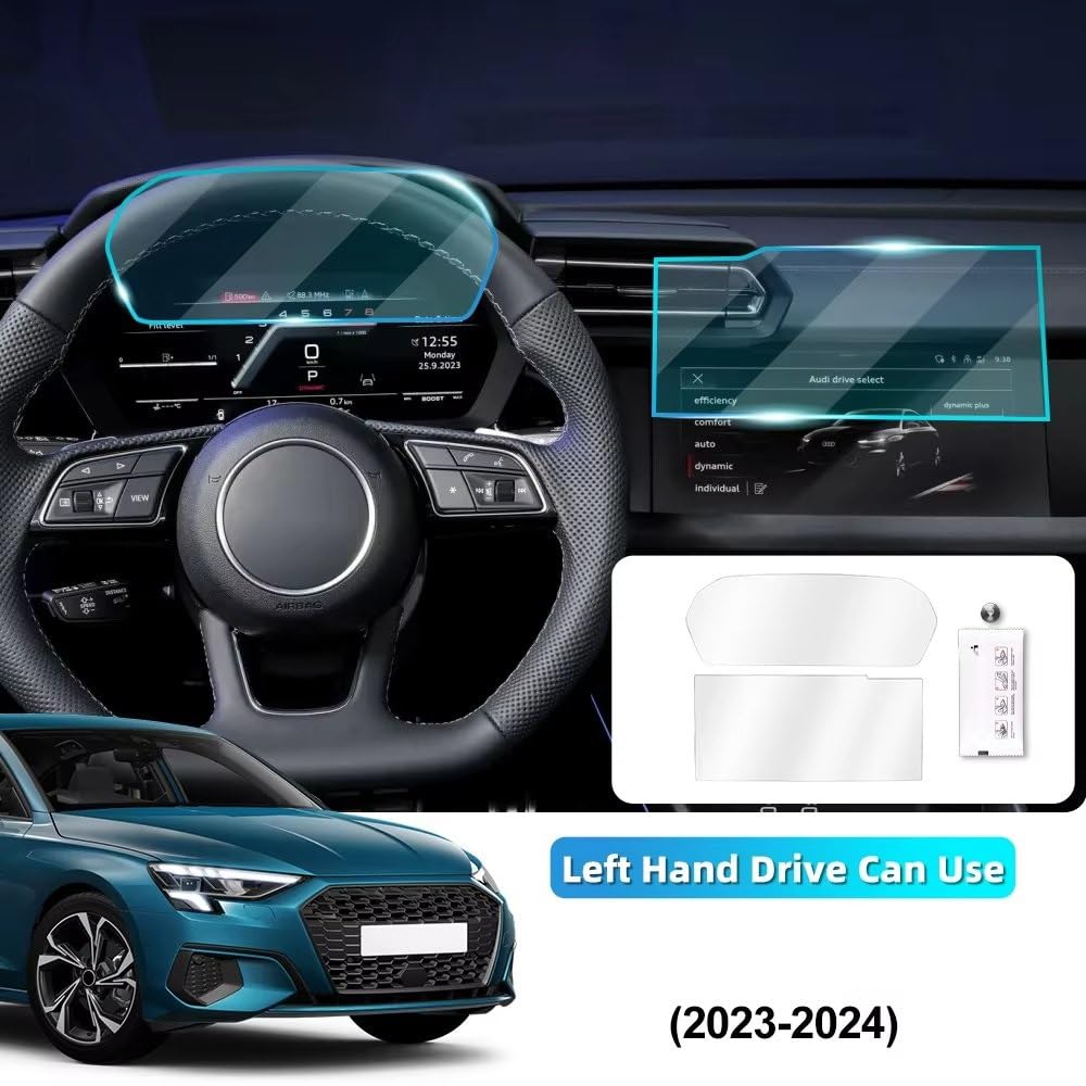 2 Unidades De Protector Pantalla Cristal Templado Para Consola Central Coche Para A3 (2023-2024) Con GPS Y Navegación, Accesorios Interiores Película Protectora Navegación