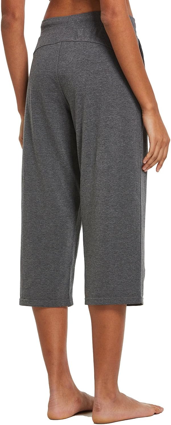 baleaf Women's Wide Leg Capris Yoga Cotton Crop Pockets Summer Capri Sweatpants Loose Lounge Casual Workout Pants - Image 4