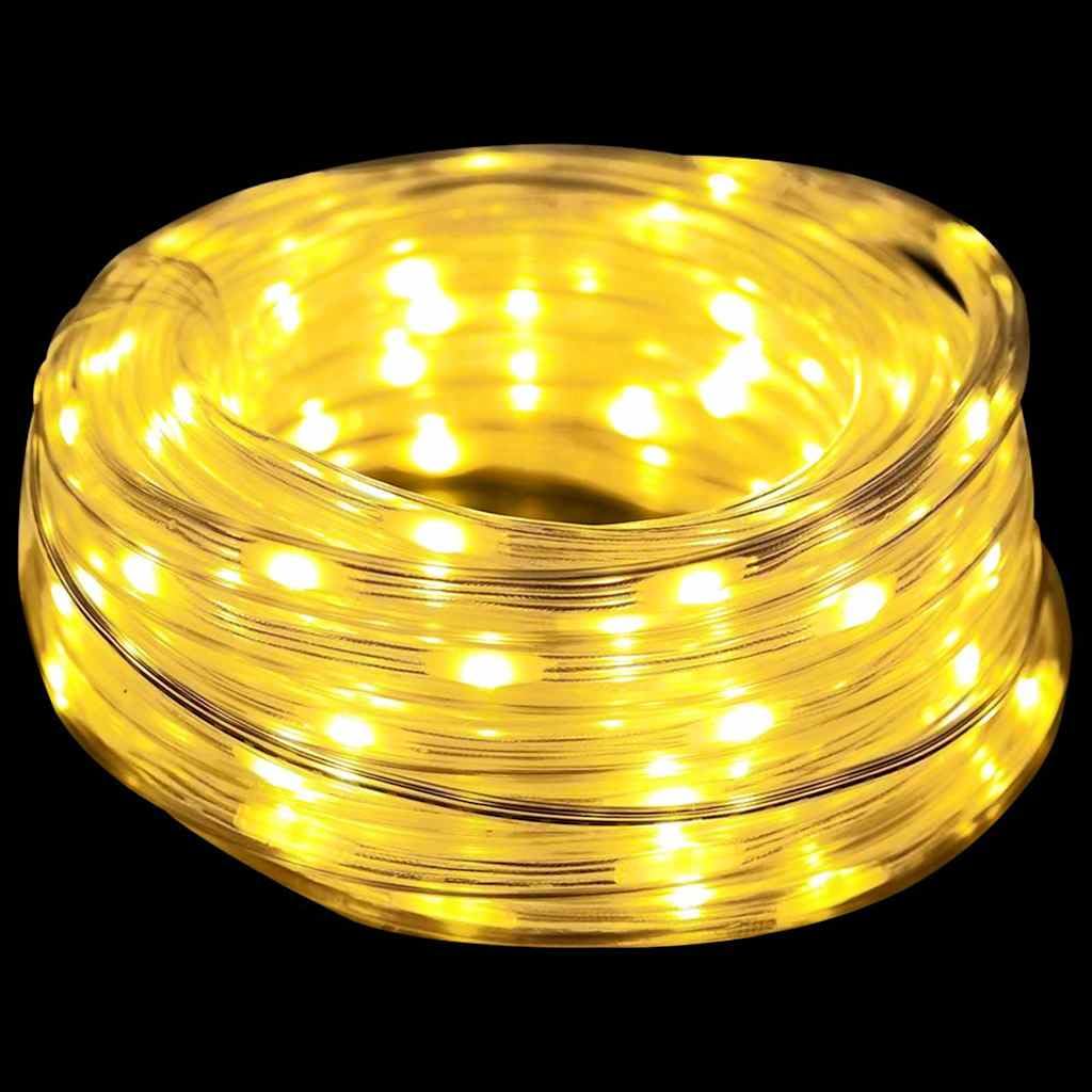 Lichtseil mit 240 LEDs Warmes Weiß 10 m PVC für Innen- und Außenbereich flexible Dekoration mit 8 Lichteffekten dimmbar wetterfest