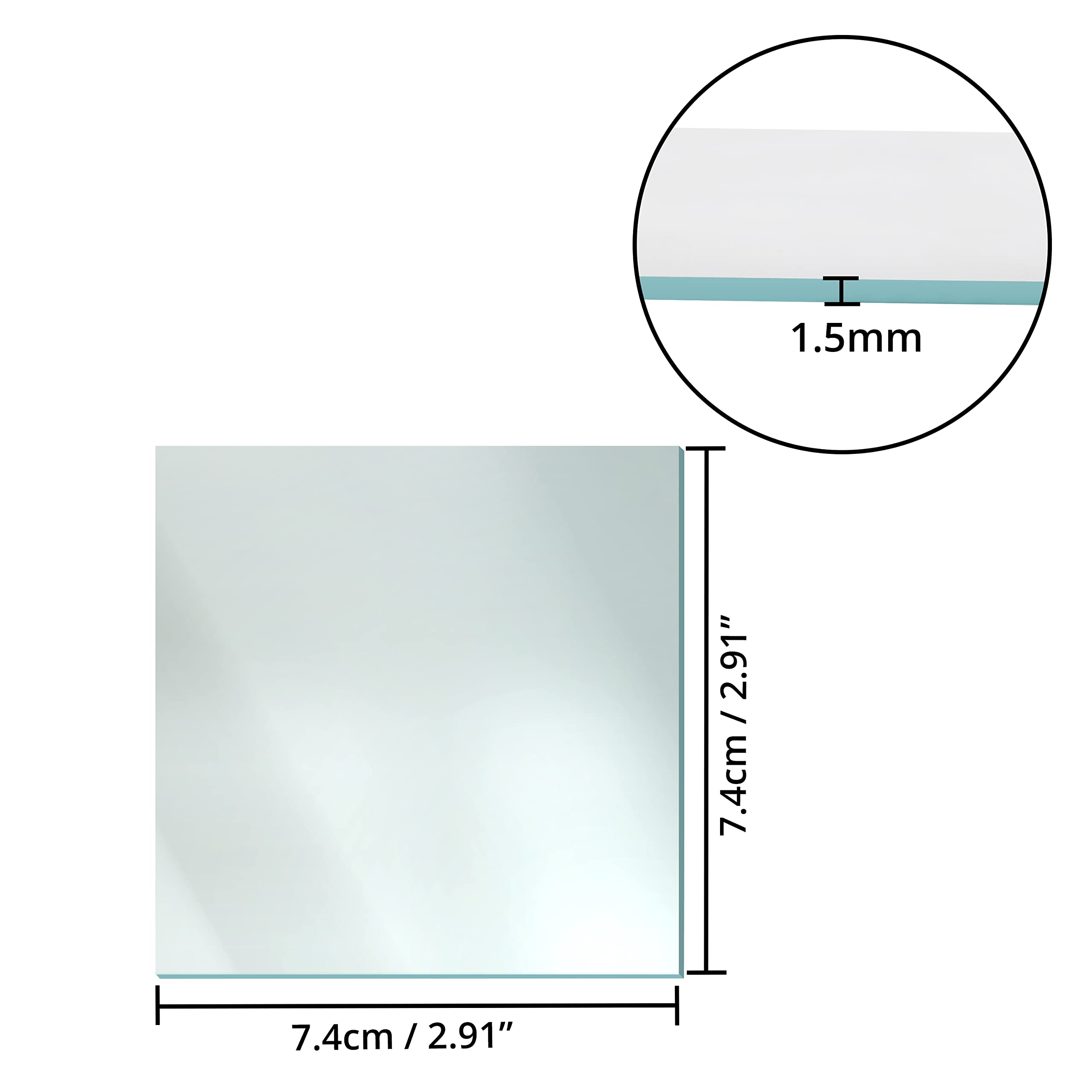 Belle Vous Płytki lustrzane kwadratowe (lustrzać) (50 szt.) – 7,4 cm, płyty do projektów DIY, na ścianę, majsterkowanie i dekoracja – mozaika lustro dekoracyjne do salonu
