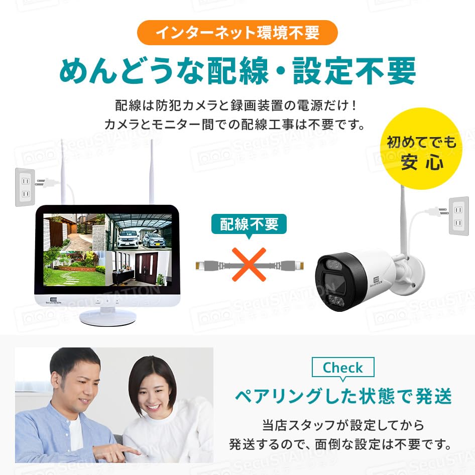 Amazon.co.jp: SecuSTATION 防犯カメラ ワイヤレス 2台 セット 12.5