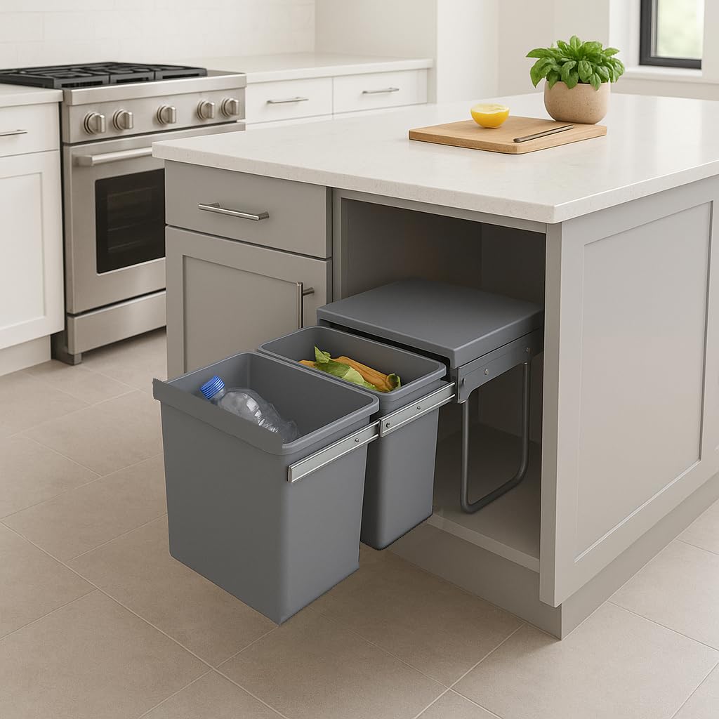KITCHEN MOVE HYPE Einbau-Mülleimer, 2 Fächer, 36 l (2 x 18 l) mit Eimer