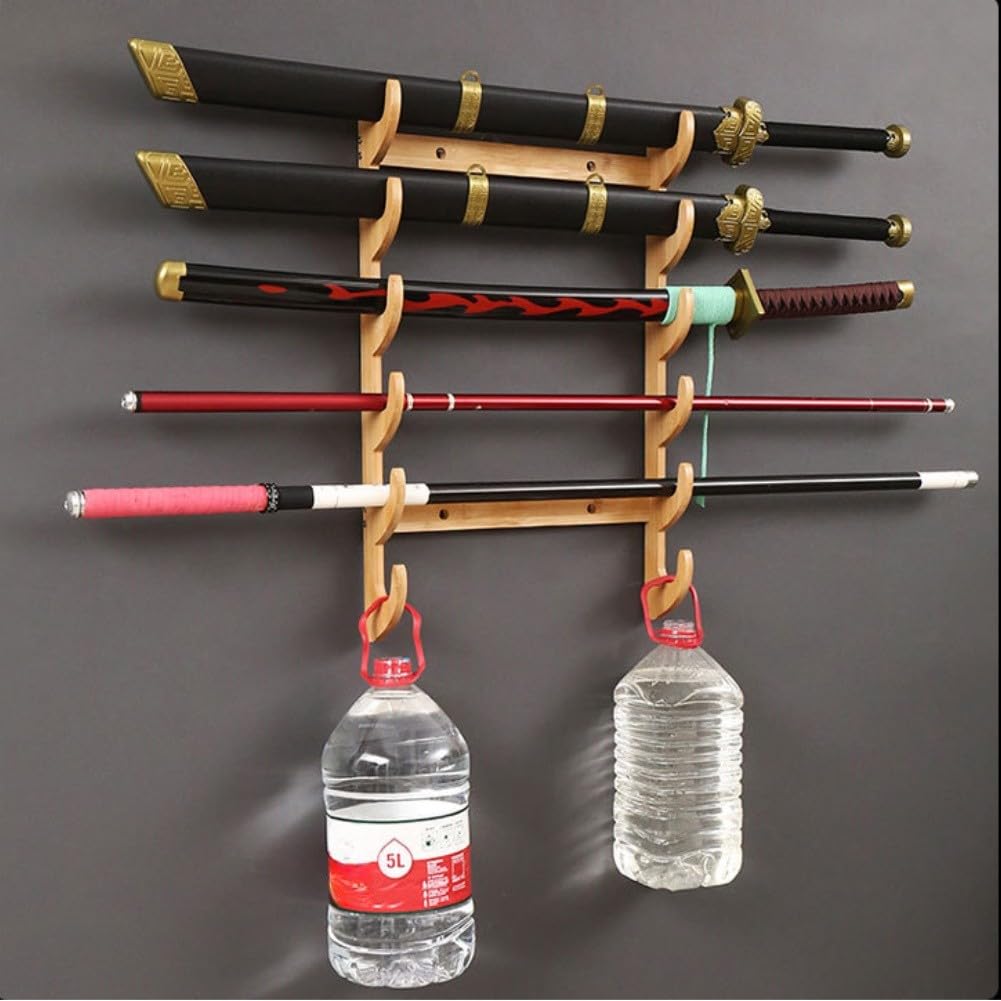 Supporto orizzontale in legno per canna da pesca, montaggio a parete, design curvo per riporre in modo sicuro in garage, capannone, cabina, barca