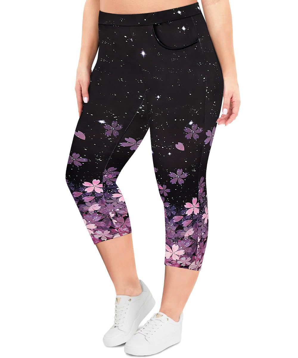 RITERA Plus Size Leggings for Women High Waist Capri Legging Oversized Stretchy Workout Pants XL-5XL