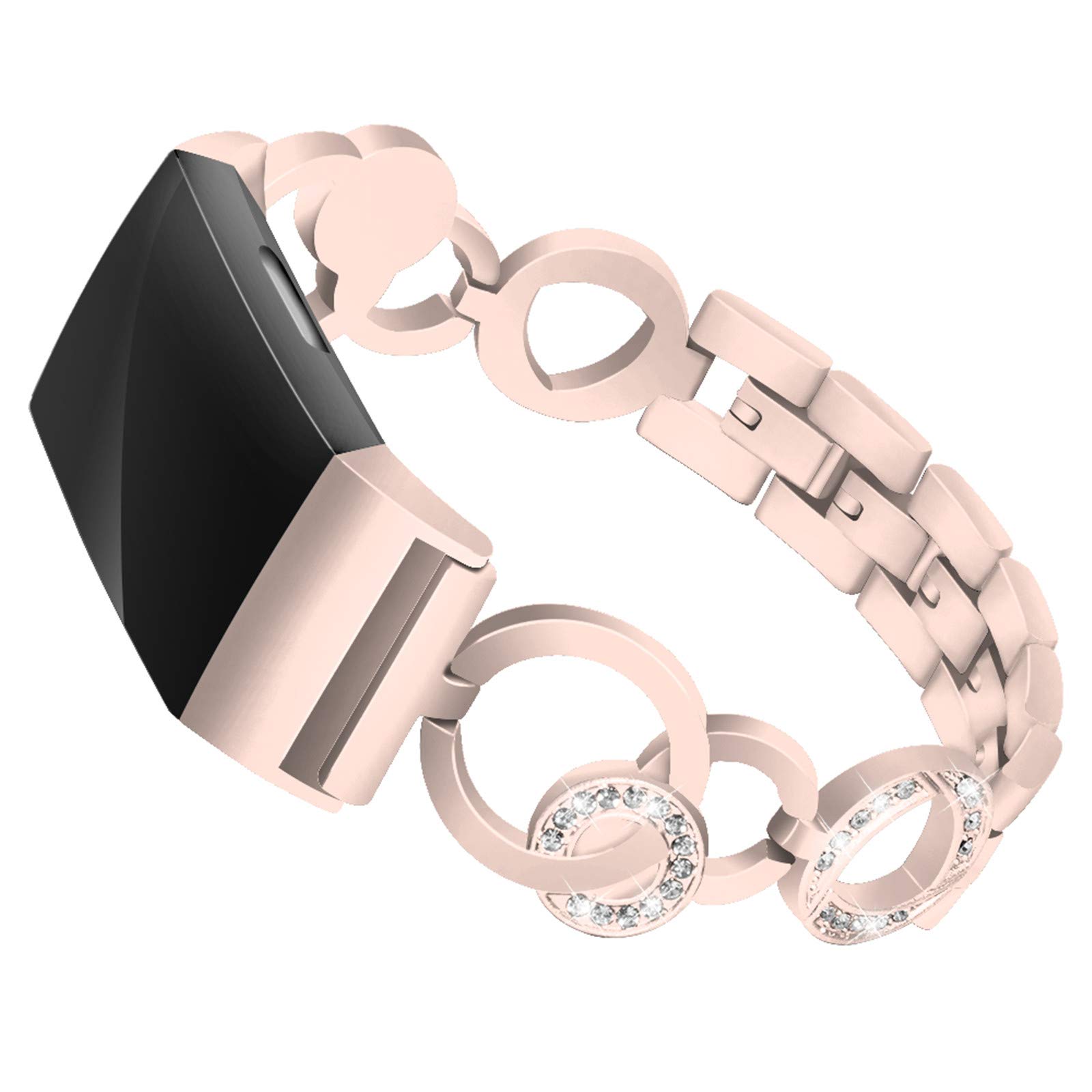 Bracciale In Acciaio Con Cristalli Per Fitbit Charge 4 E Charge 3, Cinturino Regolabile 130-190mm, Colore Argento - 5