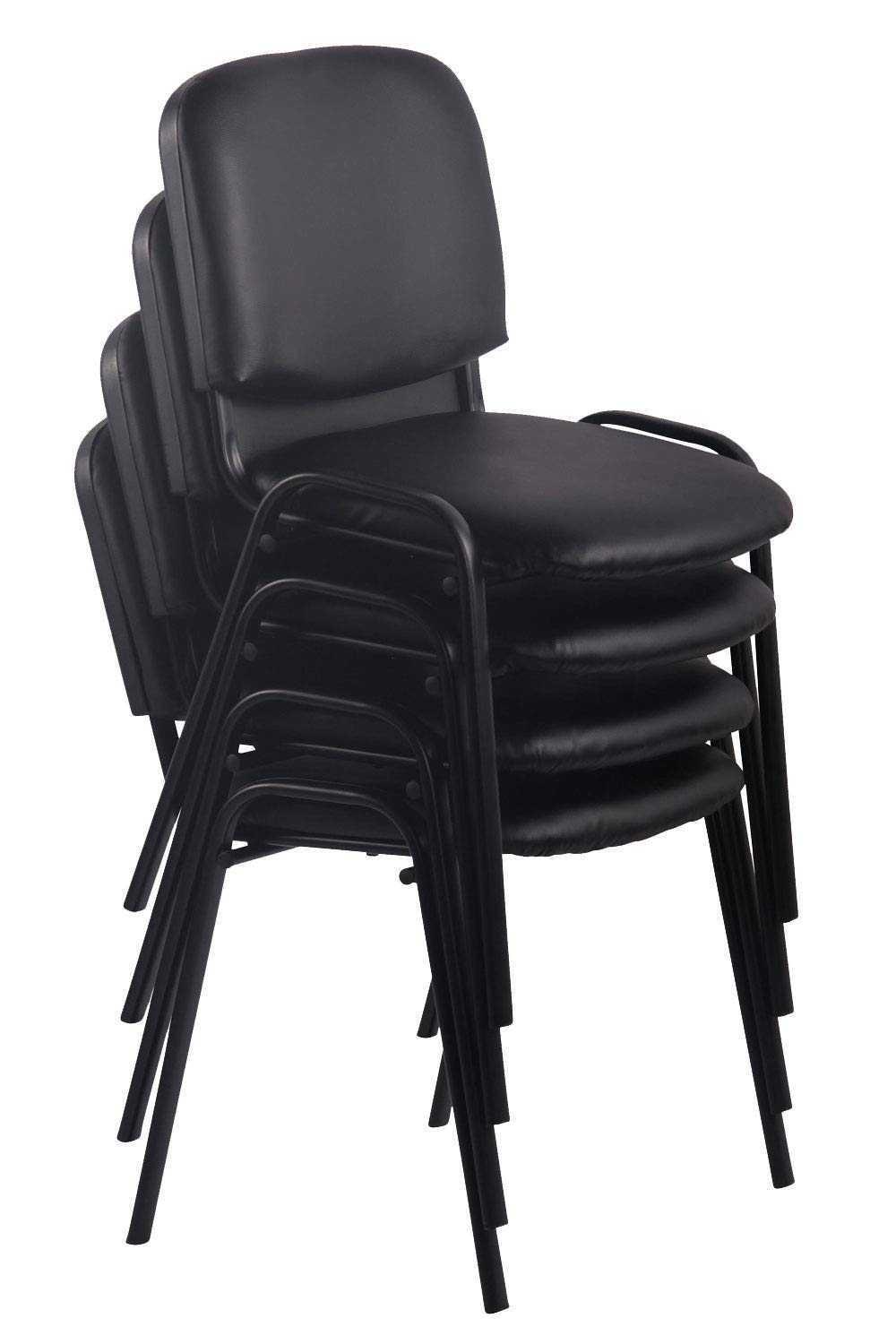 CLP Set 4 Sedie Ufficio Ken Imbottite In Similpelle I Sedie Attese Impilabili E Imbottite Carico Max 120 KG, Colore:grigio