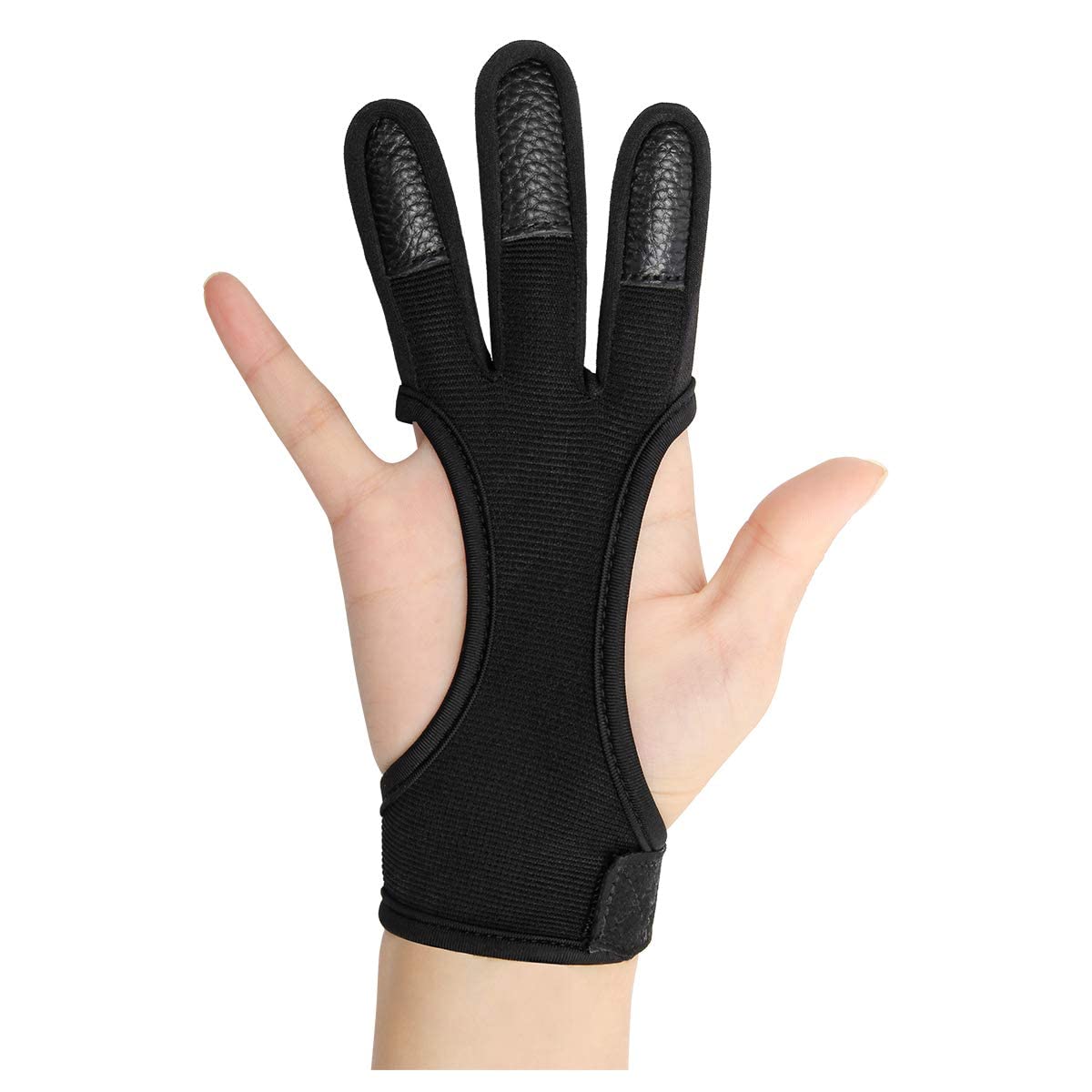 Futaba Unisex Traditional Archery 3 Finger Protection Gloves Tab - Black - M