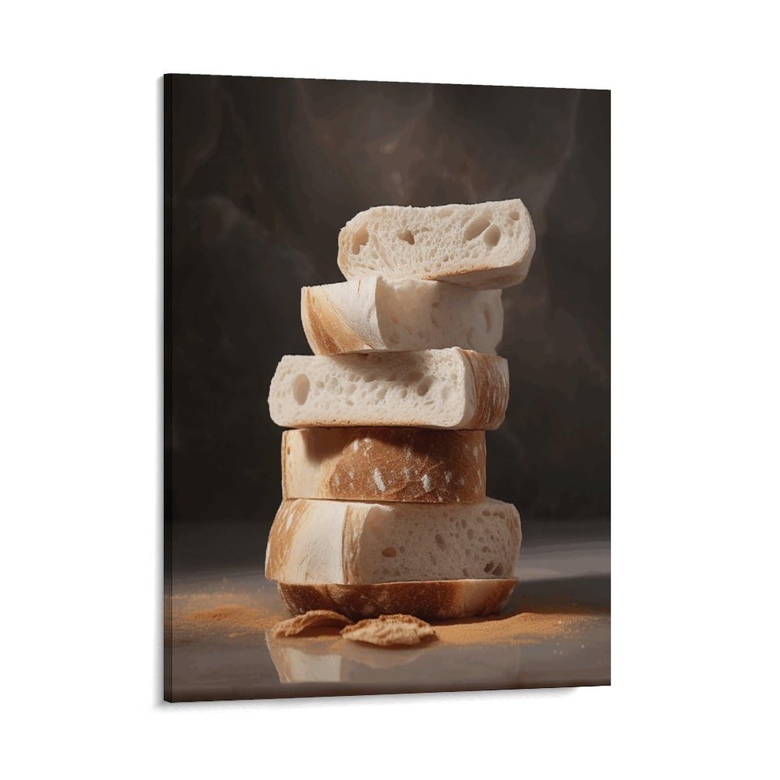 Adfgyerh Style Stack Of Bread Slices Wall Art Framed,Canvas Prints Ready To Hang Home Decor,Canvas Wall Art For Living Room Hallway Office Wall Decor 08X10inch(20X25cm)