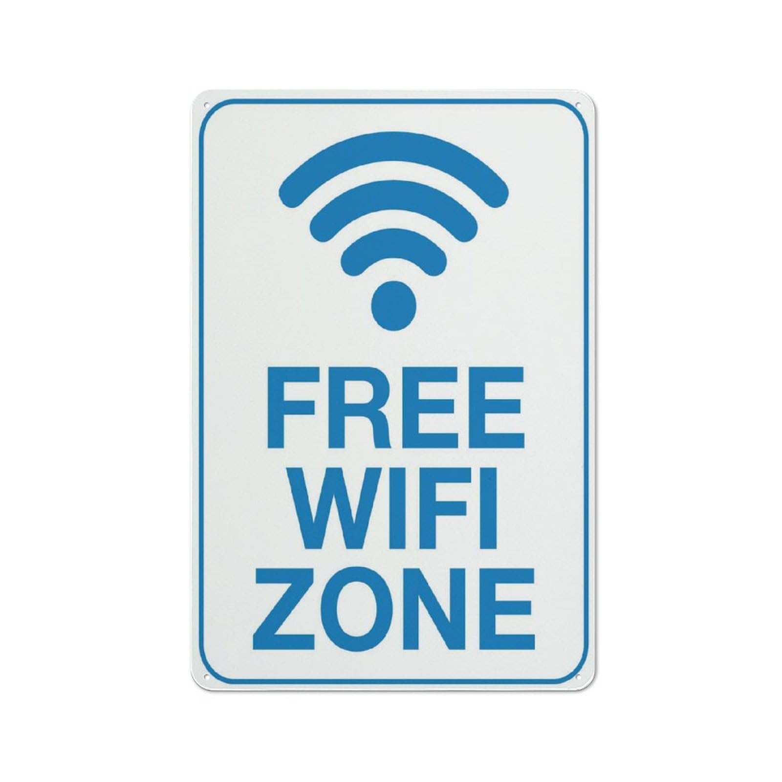 Free Wifi Zone Sign For House 12" X 8" Yard Sign, Premium Aluminum, Sun-Proof, Rust-Free