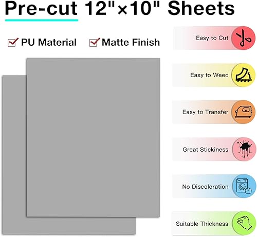 Miniatura 3 de Paquete de vinilo de transferencia de calor HTV plateado 13 unidades de 12 "x 10" planchado plateado para camisetas, vinilo de transferencia de