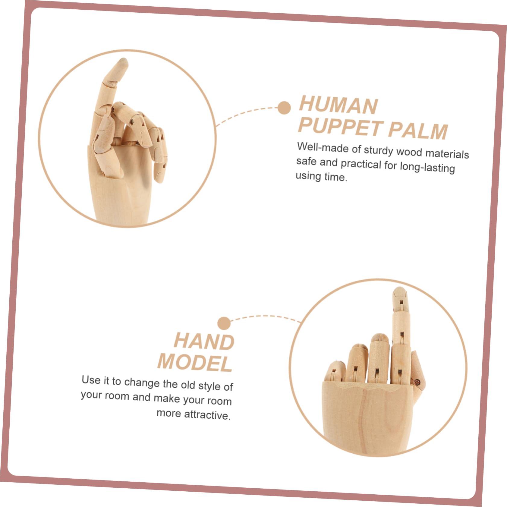 PRETYZOOM Artistic Hand Model 7 Inch Wooden Puppet Hand Movable Joint for Sketching Perfect for