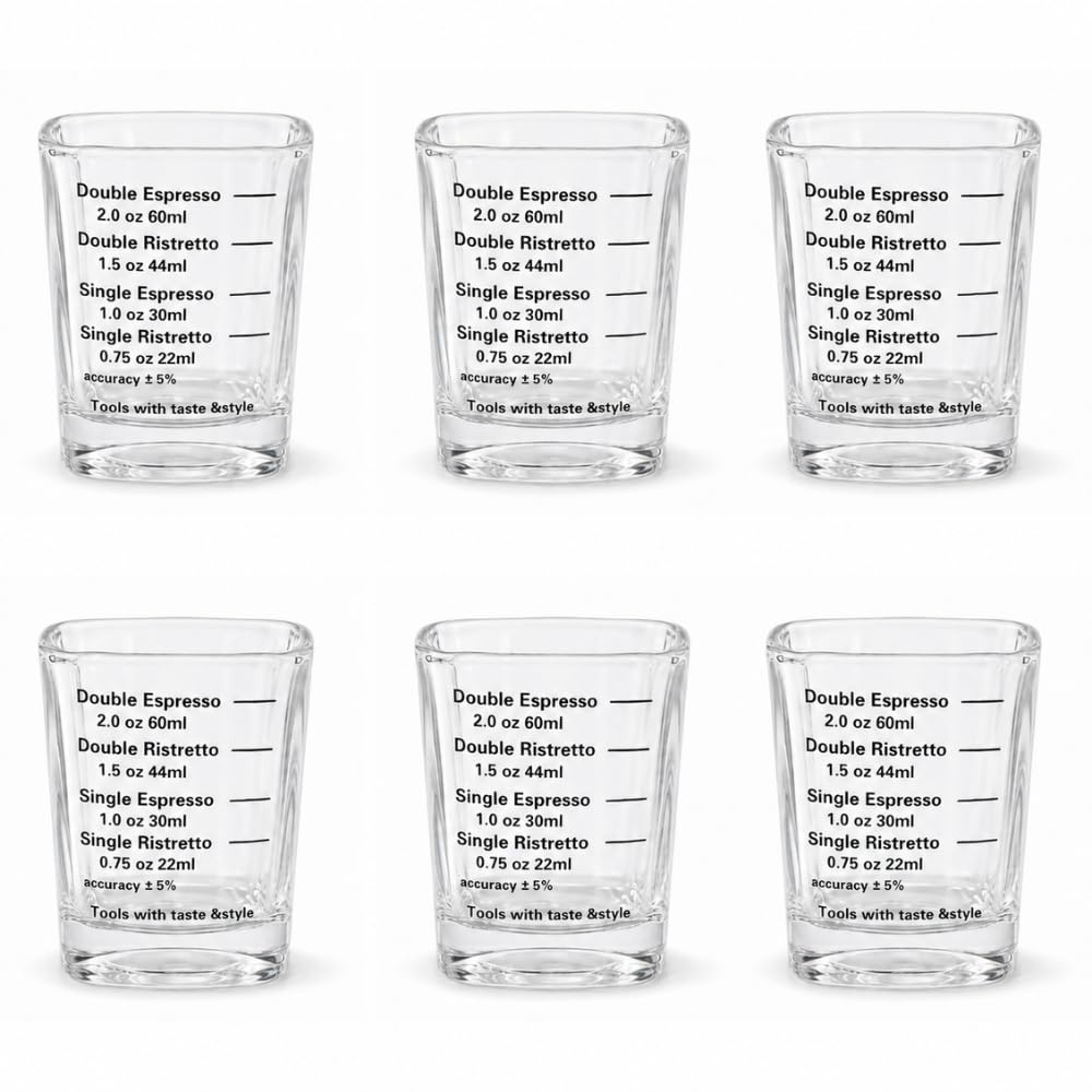 Verre à shot expresso 60ml gradué - Lot de 6 pour réussir vos recettes de café et cocktails
