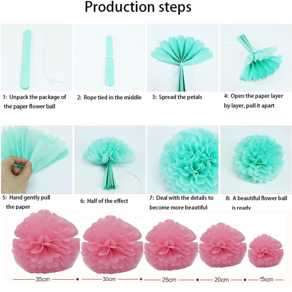 Paper Flower Pom Poms for Party Wedding Decoration Festival Birthday Baby Shower Christmas Garden Party Decoration,(Gray,30 cm)