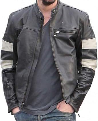 Keanu Reeves Jacket - Black Retro Motorcycle Genuine Lambskin Leather Biker Jacket Men Vintage Cafe Racer Jacket