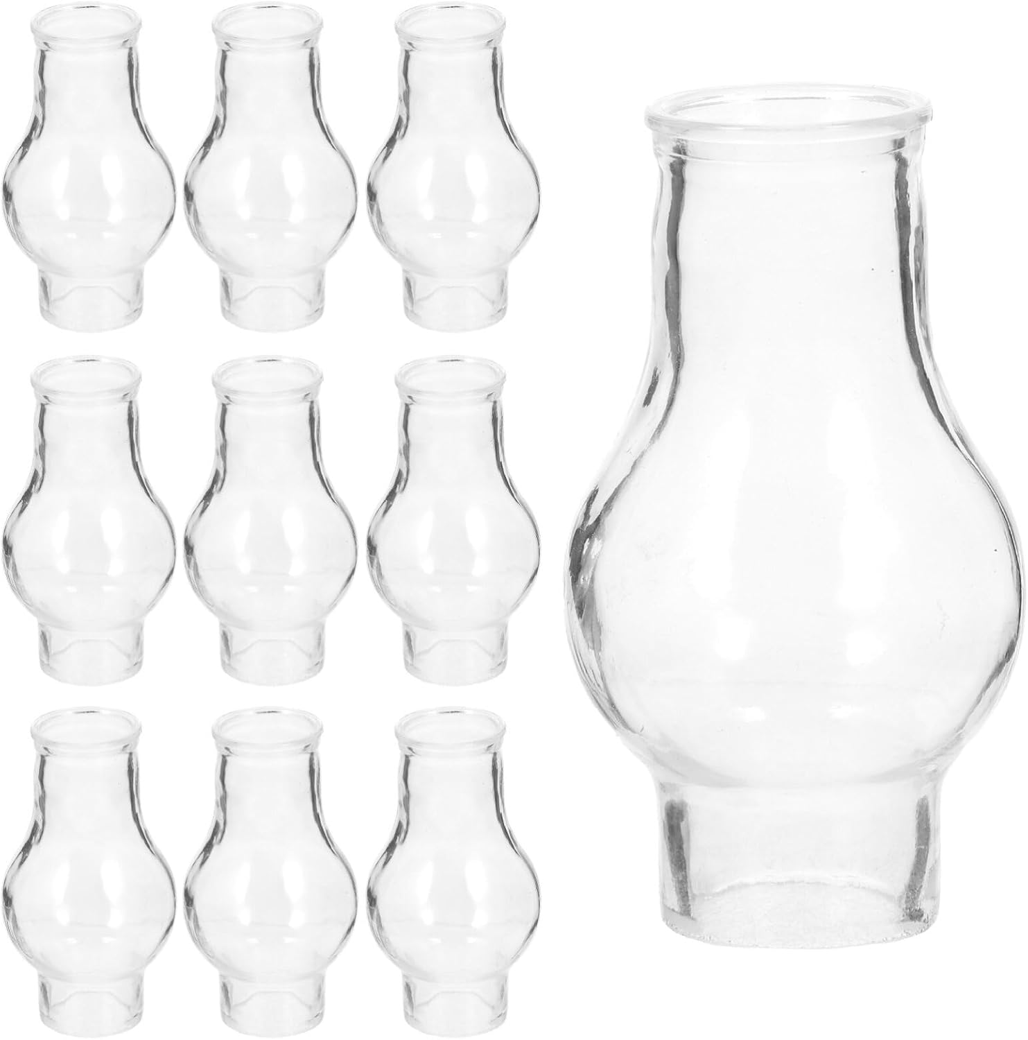 NUOBESTY 10pcs Mini Oil Lamp Chimney Replacement Clear Glass Hurricane Lamps for Oil and Kerosene Lamps