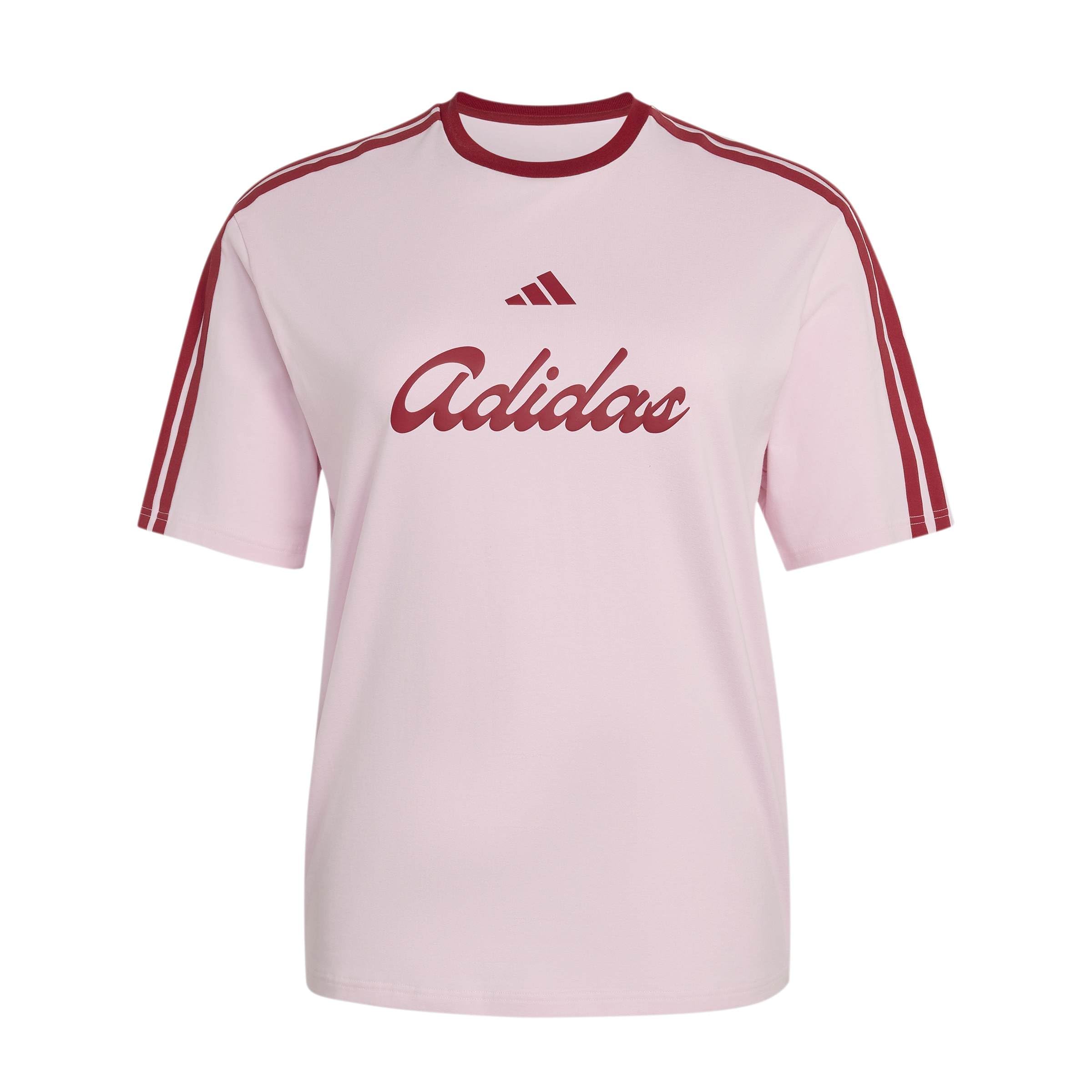 adidas Women's Lux Tiro Loose Graphic Shirt, Clear Pink, XS