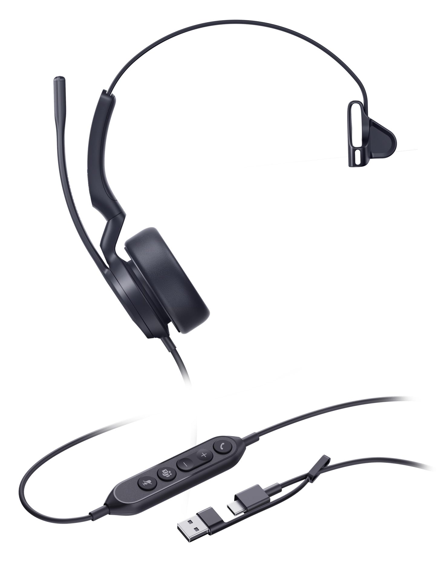 Yealink UH44 - Auriculares de Diadema con cancelación de Ruido AI, Altavoz HD de 35 mm, Auriculares giratorios, Almohadillas de Espuma viscoelástica, Controlador en línea, Compatible con Equipos y