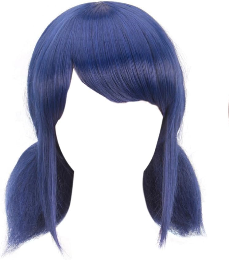 DAZCOS Anime Cosplay Wig For Women Blue Hair With Eyepatch and Bow Ties