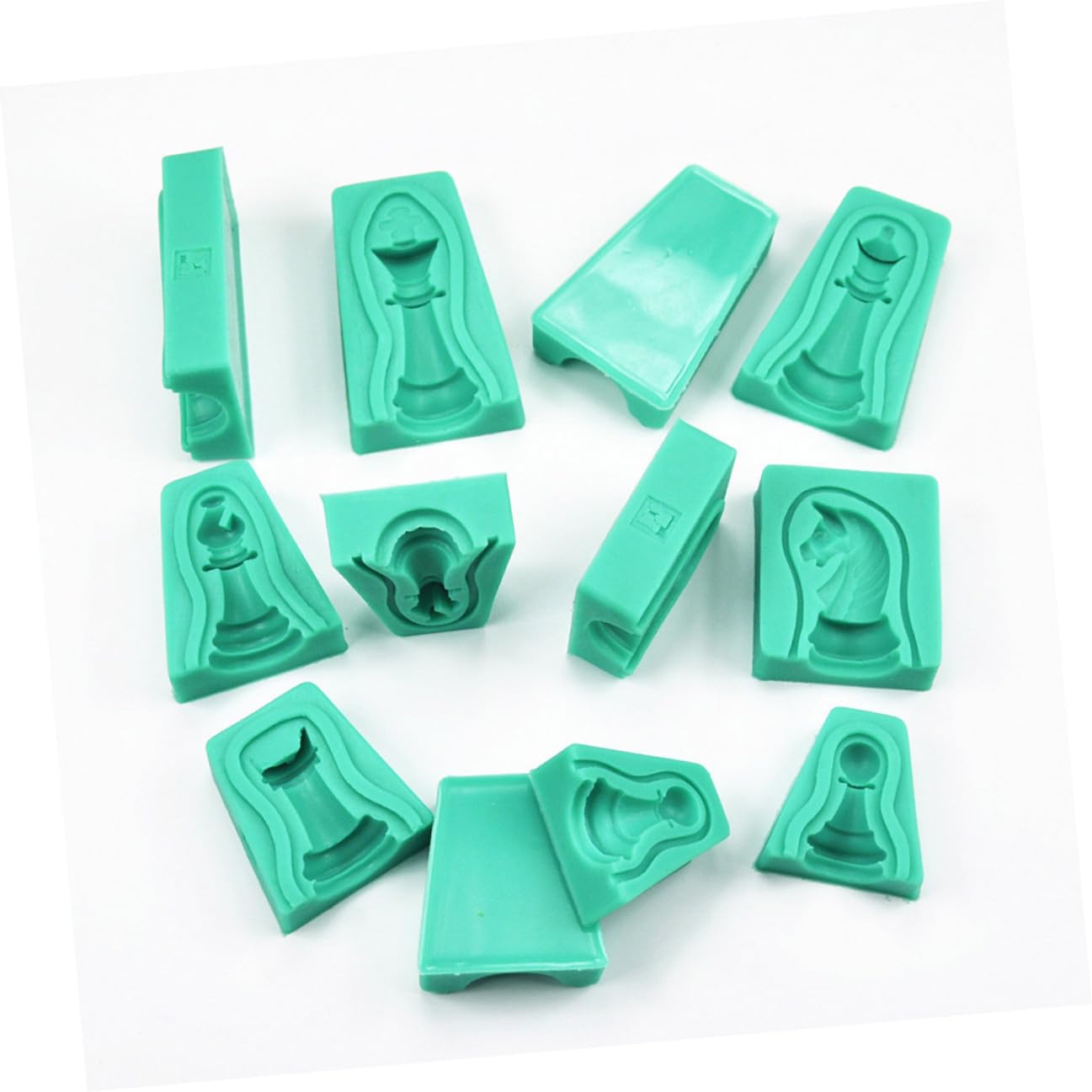 Stampo in Silicone per Scacchi 12 Pezzi per Torta e Cioccolato | Verde, Flessibile e Facile da Pulire, Design Creativo 3d per Fondant e Caramelle