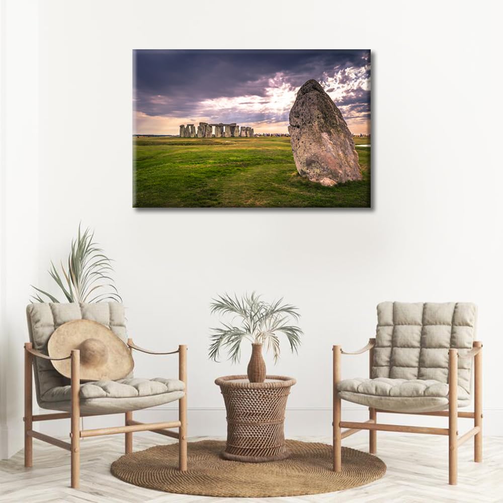 TISHIRON 1 Piece Wall Decor UK Natural Landscape Canvas Paintings Ancient Monument of Stonehenge England Pictures for Bedroom Bathroom - Image 3