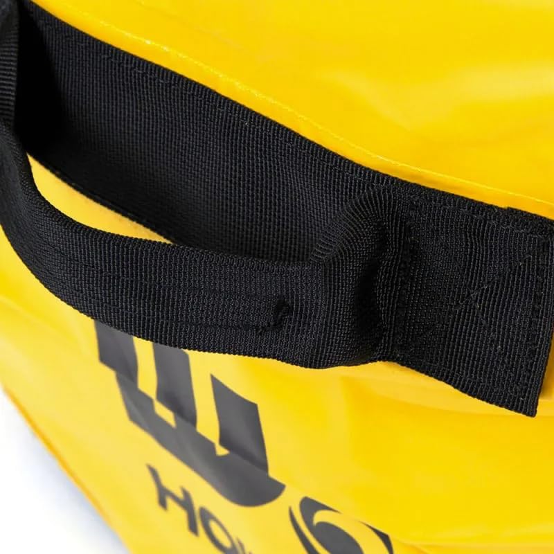 Howzit Sac de Voyage Étanche 60L – Grand Duffel Bag Imperméable en Polyester 500D – Convertible Sac à Dos ou Main – Coutures Soudées & Zip Étanche – Idéal Camping, Kayak et Nautisme (Jaune)