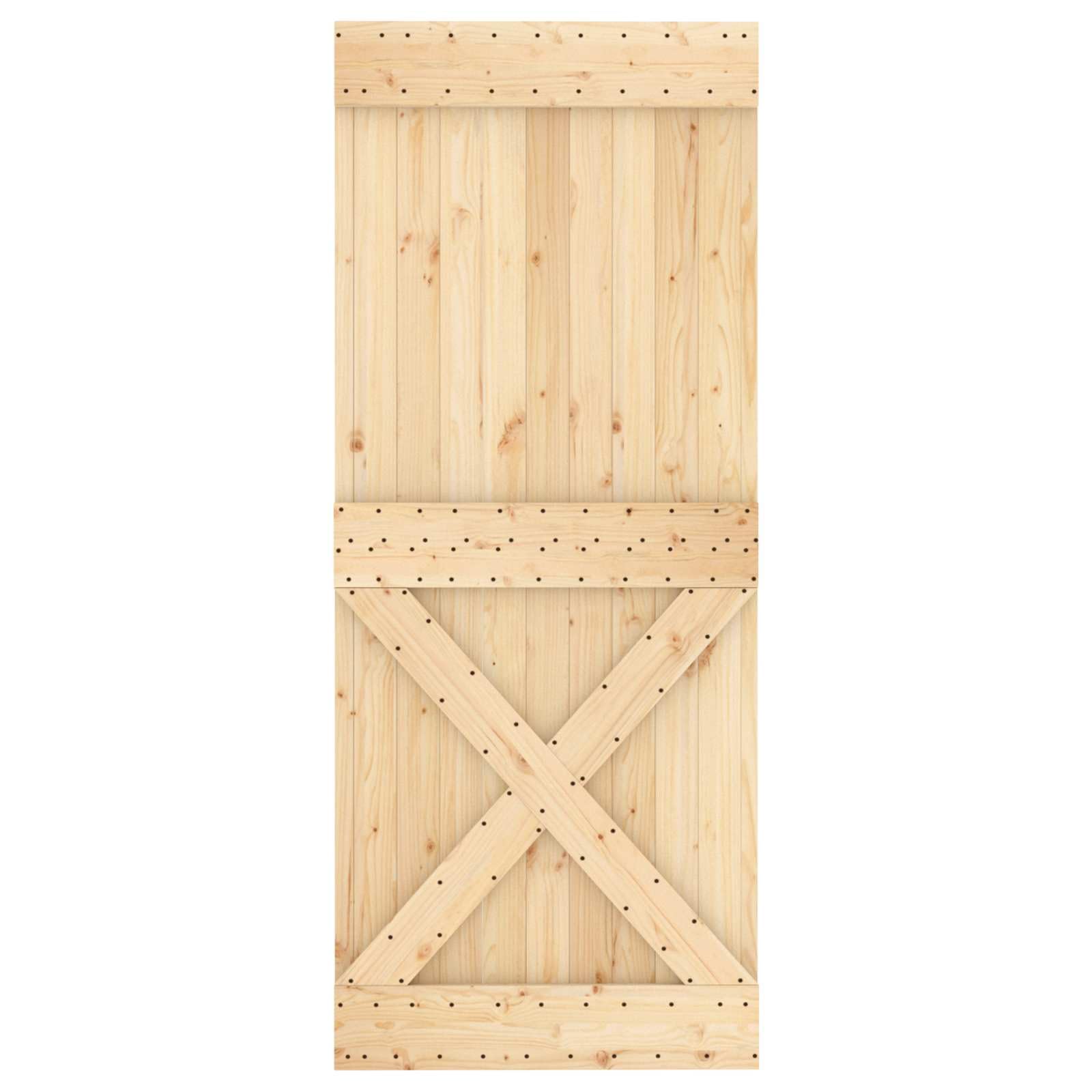 Porta scorrevole in legno di pino massiccio naturale e bianco, 100 x 210 cm, salvaspazio, con binario in acciaio verniciato a polvere, per interni e facile da montare