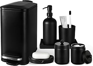 Black Bathroom Accessories Set, 7 Pcs Matte Black Bathroom Accessory Set...