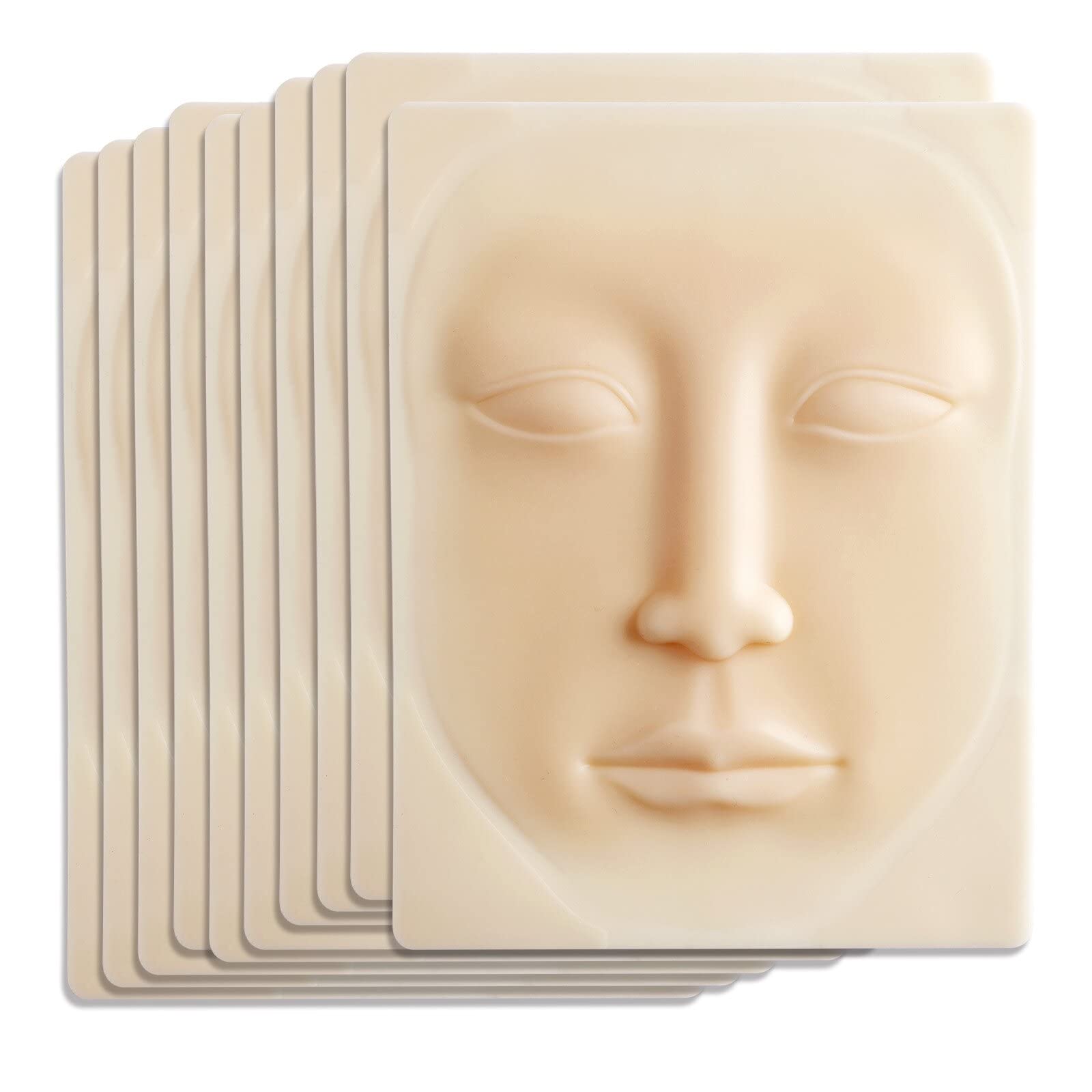 QUELLE 10 Pcs Permanent Makeup Practice Skin Silicone Face Practice Skin 3D Microblading Supplies Training for Eyebrow Lip Eyeliner TA538-10