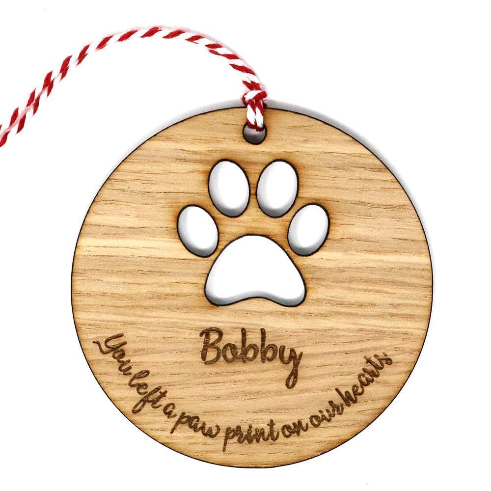 Dog Remembrance christmas tree bauble memory ornament oak