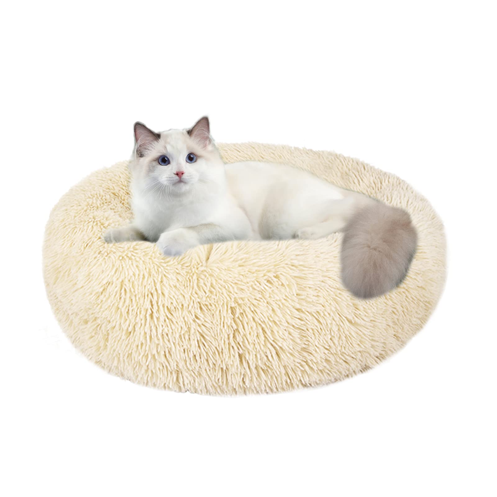 Nisrada Cat Beds for Indoor Cats,24 Inch Dog Bed for Small Melium Large Dogs, Washable-Round Pet Bed for Puppy and Kitten with Slip-Resistant Bottom
