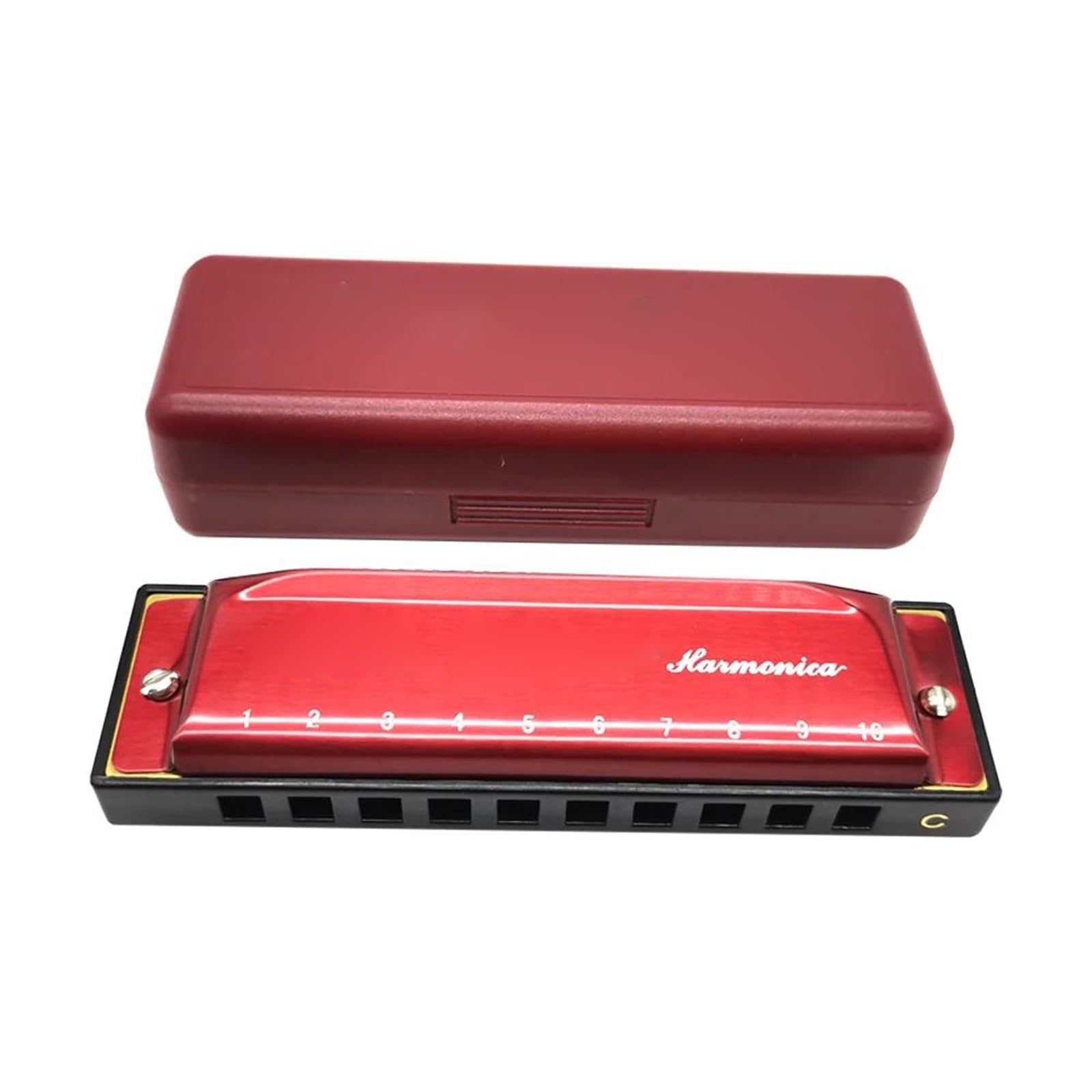 Harmonijka 10-otworowa Harmonijka Ustna Blues Diatonic Mouth Harp Dostępna W Trzech Kolorach Początkujący Dorośli Profesjonalni Gracze Instrumenty(Red)