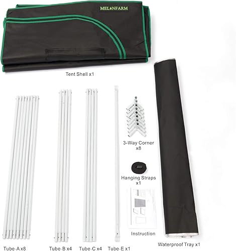 Miniatura 6 de MELONFARM - Tienda para cultivo de hidropónico con tela Mylar 600D, con ventana para observar, bandeja en el suelo y bolsa de herramientas para el