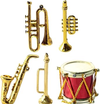 Model Mini Musical Instrument Saxophone Miniature Trumpet Music Ornament Musical Instrument Layout Classic Ornament Flute 5pcs