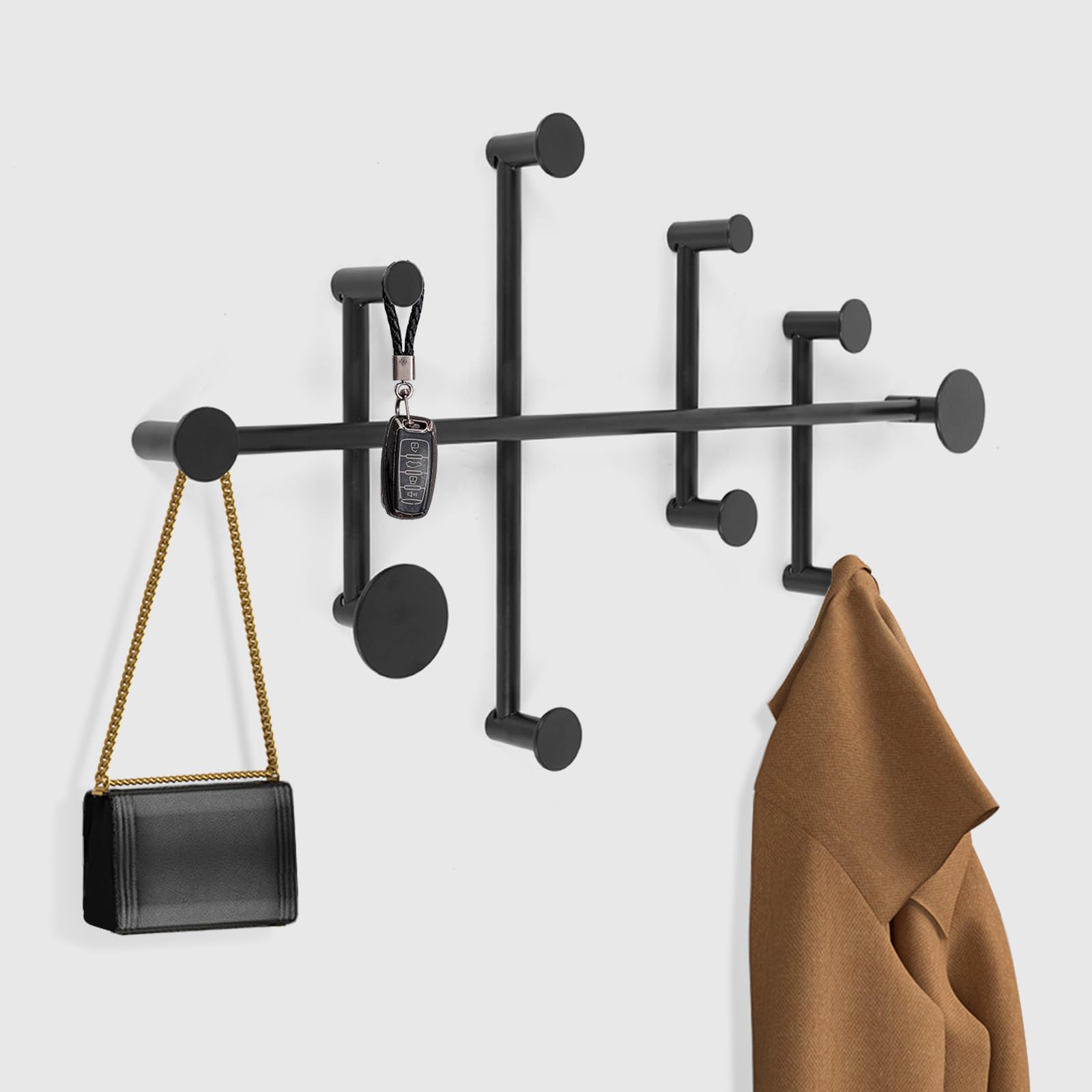 Appendiabiti da Parete e da Muro Moderno per Ingresso,Attaccapanni Elegante,Ideale per Mobili e Accessori d'Ingresso,Appendi Abiti per Muro per Ingresso,Soggiorno,Camera da letto (Nero)