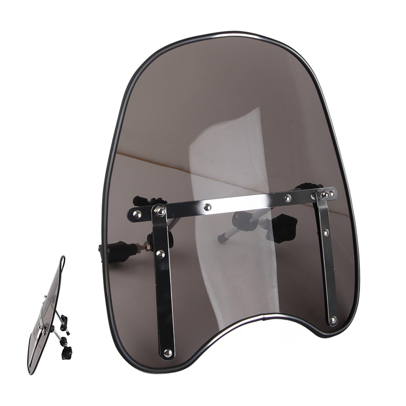 Acouto Pare-brise de Mm Montage sur Guidon Déflecteur de Vent ABS pour et de Nombreux Pare-brise Anti-intrusion Mo de Moto Universel Accessoire de Conduite (Fumé)