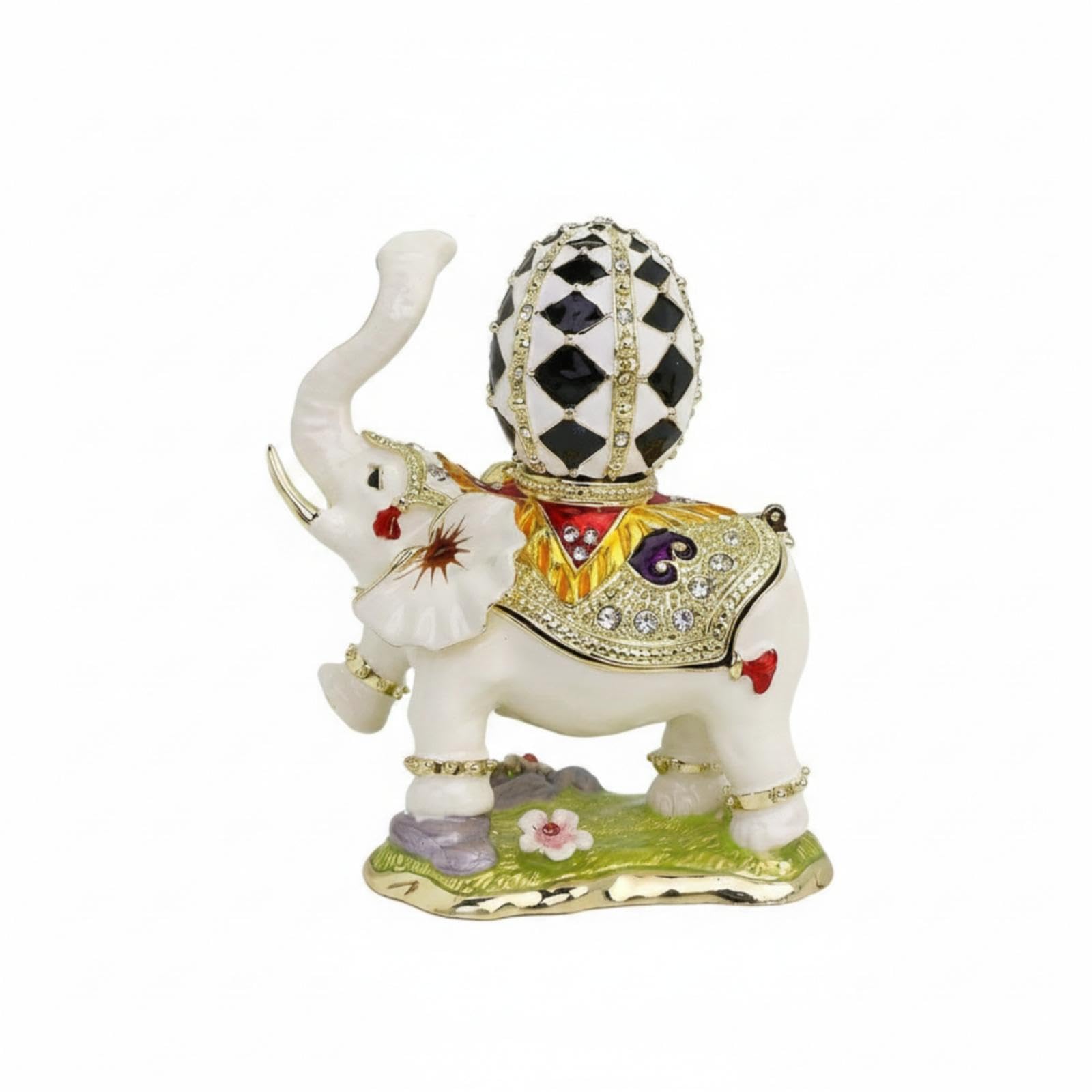 Elephant Trinket Box Ornate Enamel Trinket Box Decorative Elephant Jewelry Holder for Collectors, Dresser, Vanity, Bookshelf White-picture-50
