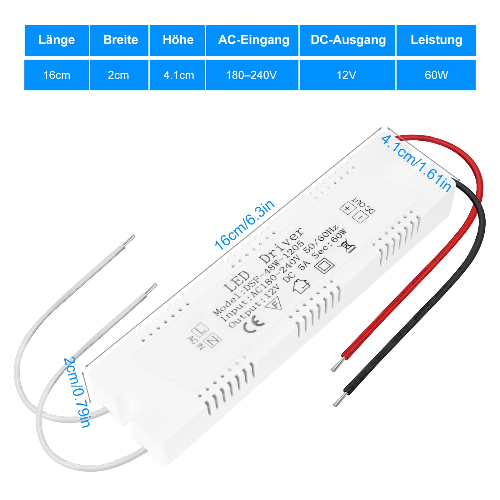 Alimentatore LED 60W 12V - Trasformatore Per Strisce Luci, Lampadine MR16 GU5.3 G4 - Foto 10