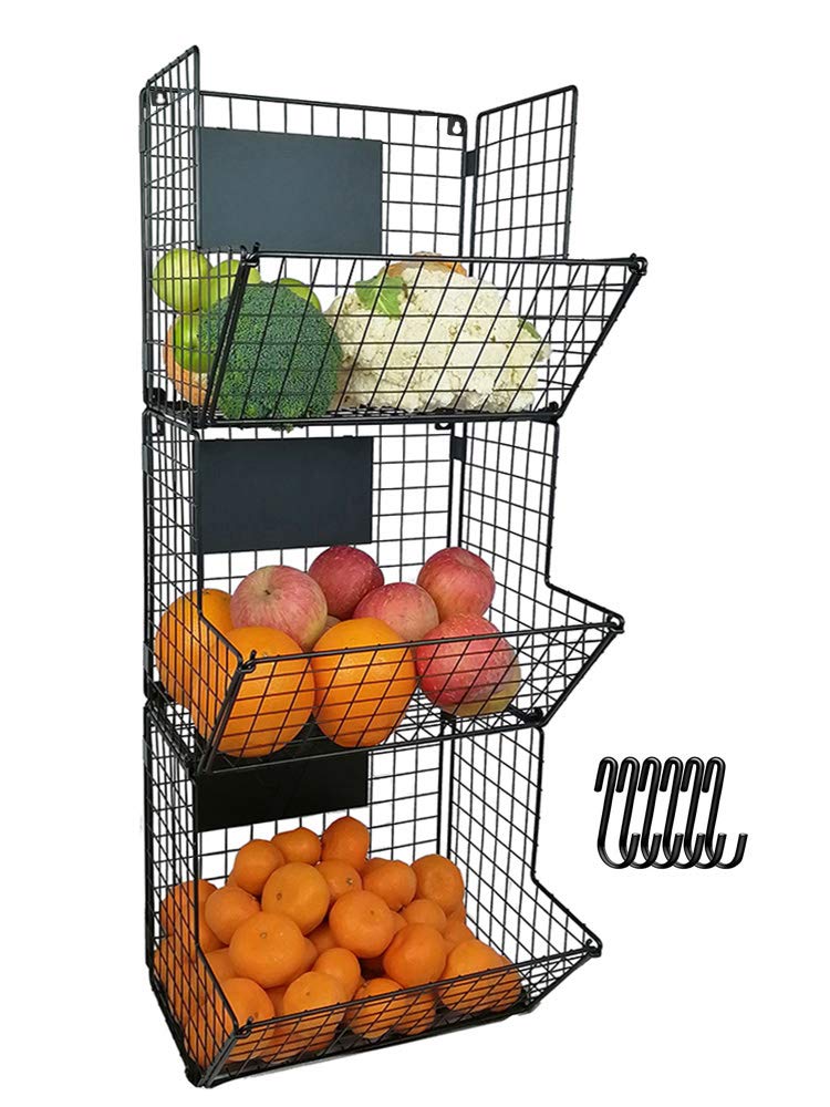 Buy HLTOP 3 Tier Hanging Fruit Baskets, Vegetable Kitchen Storage